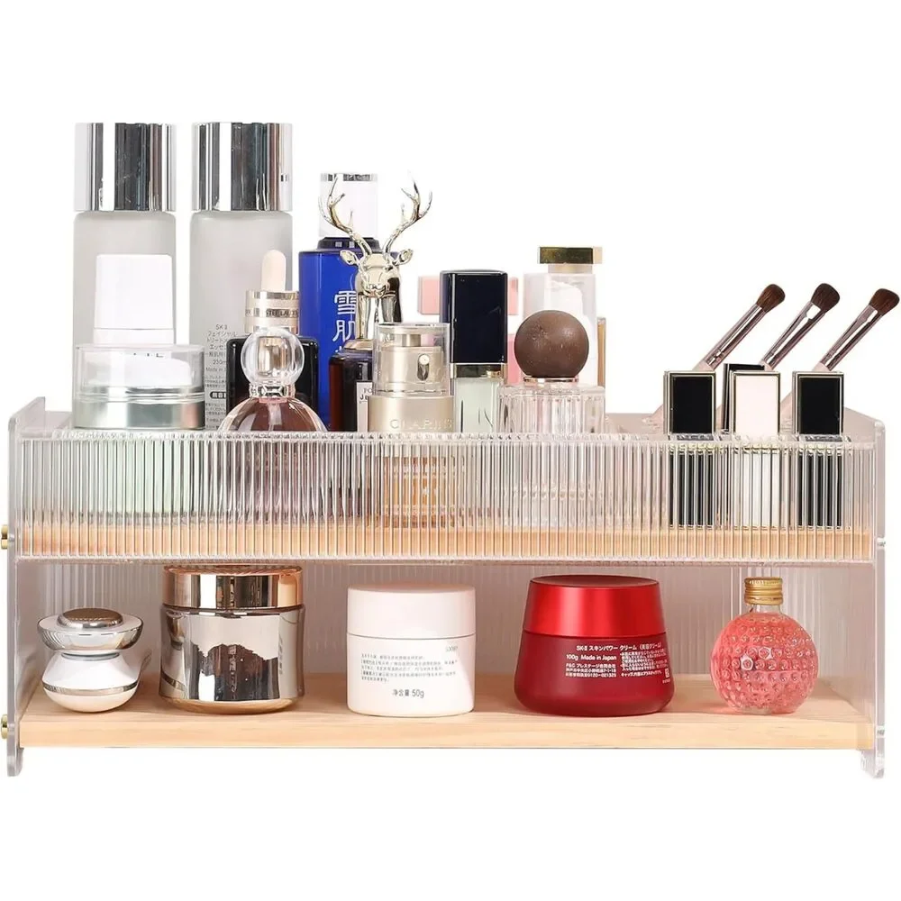 Makeup Organizer with Brush Holder for Vanity